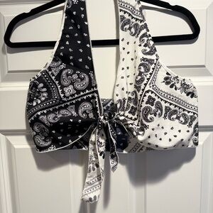 Black and White Paisley Women's Top